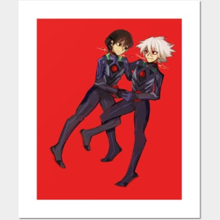 Kaworu and Shinji cute transparent dangan ronpa style Posters and Art